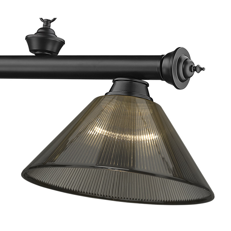 Luminaire suspendu linéaire 3 lumières Annaleisa, Noir mat, Fumée
