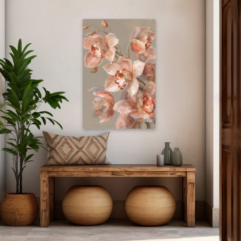 Brun et orchidée délicate contemporaine II, H 48 po x l 32 po
