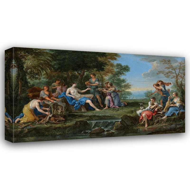 «Landscape with Diana and Her Nymphs Resting After the Hunt» par Filippo Lauri - Art mural sur toile tendue avec châssis