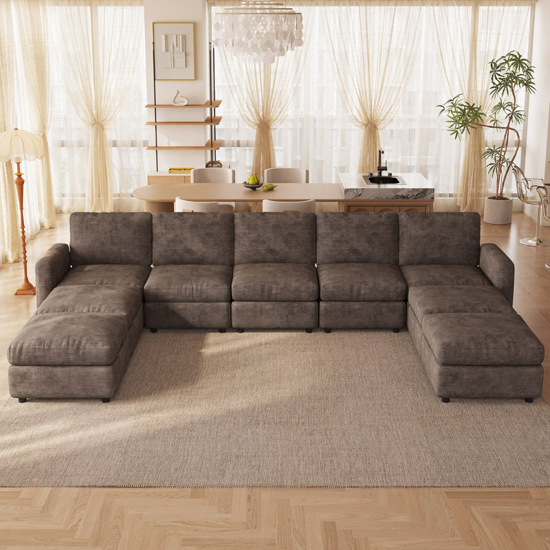 Corner Sectional, 85cm H × 365cm W × 213cm D, 9, Dark Grey