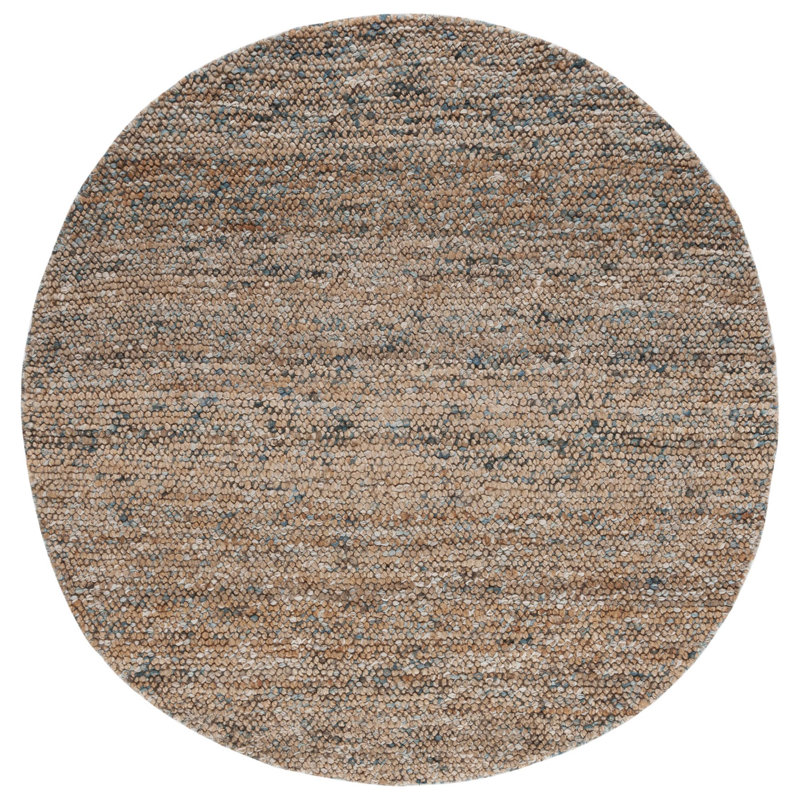 Stetson Hand Woven Jute/Wool Rug in Light Brown, Round 6'