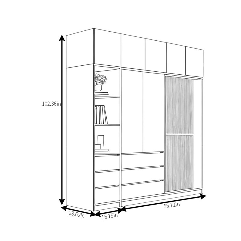 Garde-robe de luxe léger, H 102 po x l 71 po x P 24 po