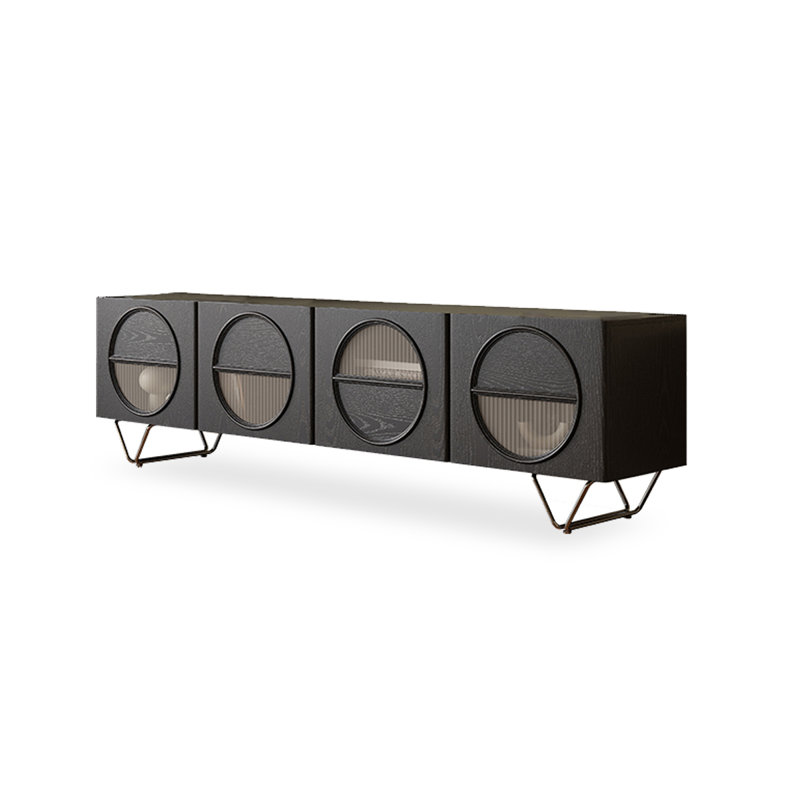 Meuble télé en bois noir avec pieds en métal Modern