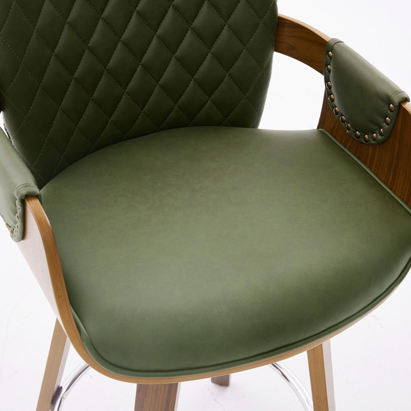 Modern Upholstered Swivel Counter Height Bar Stool, Green