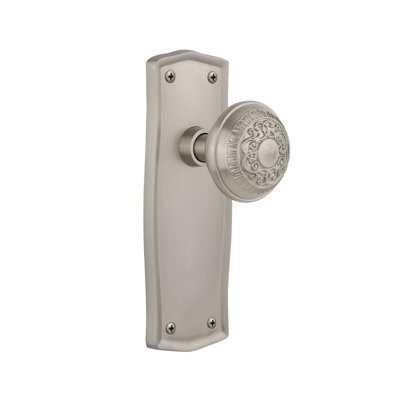 Egg & Dart Interior Mortise Door Knob with Prairie Long Plate