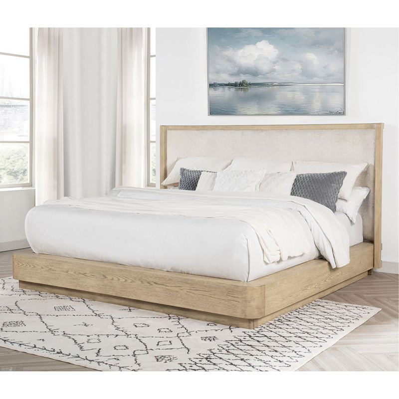 Kimpton Beige Oak Queen Wingback Bed