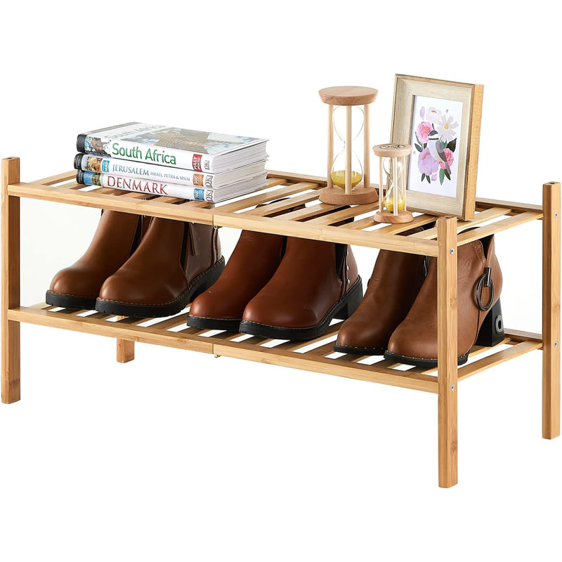 6 Pair Stackable Shoe Rack, Brown
