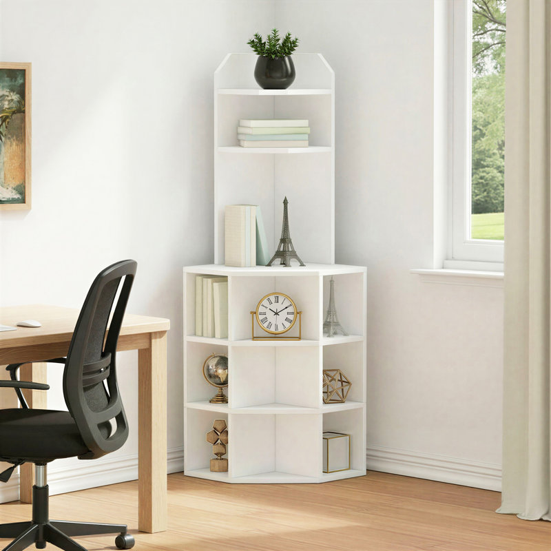 Étagère d'angle avec ports et prises USB Darley, Blanc