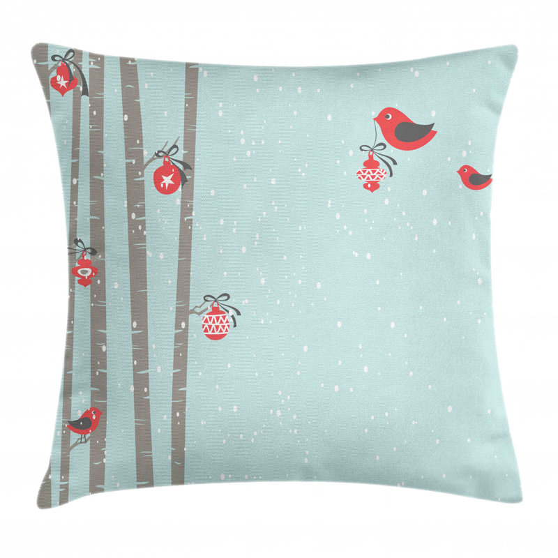 Coussin décoratif d’intérieur/d’extérieur 36 po oiseaux célébration xmas
