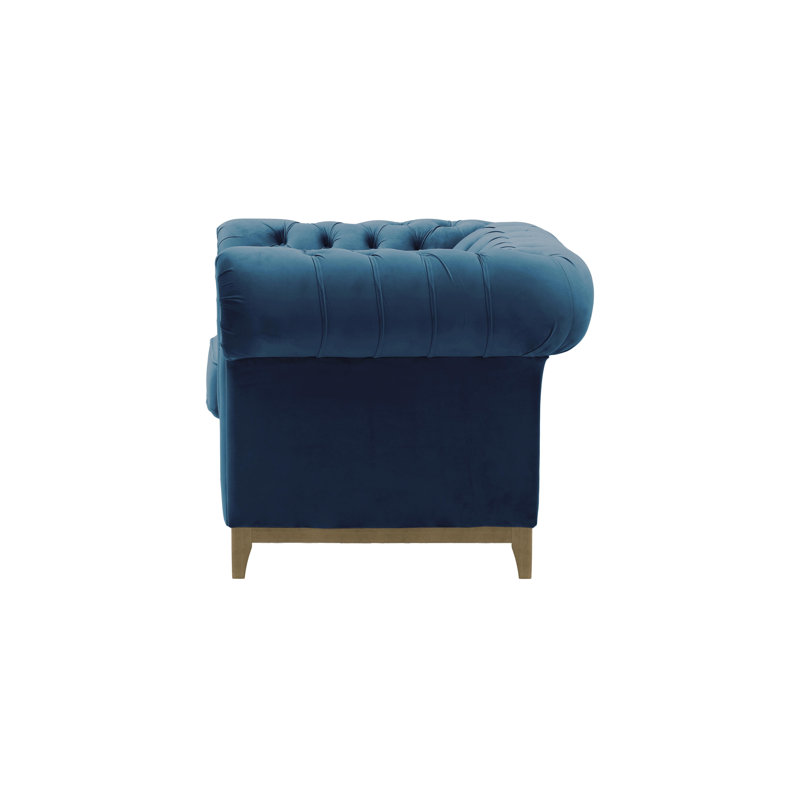 Frizzell Velvet Chesterfield Chair, Blue, Olive Green