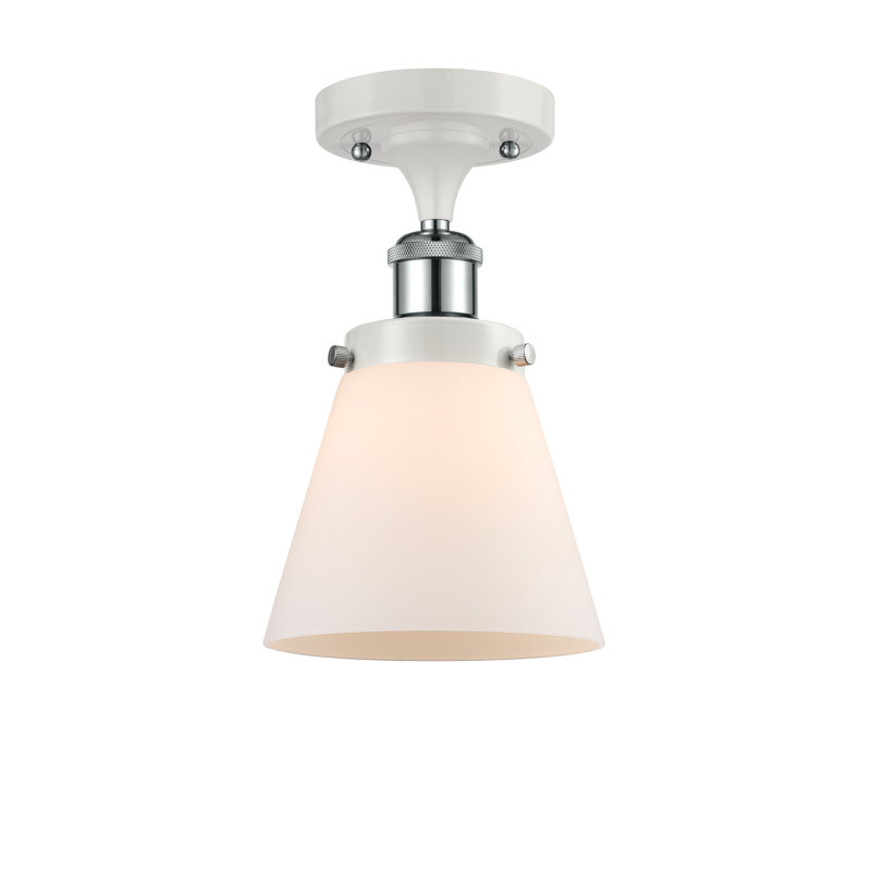 Plafonnier semi-encastré 1 lumière Wilmoth, Blanc et chrome poli, Blanc mat, DEL