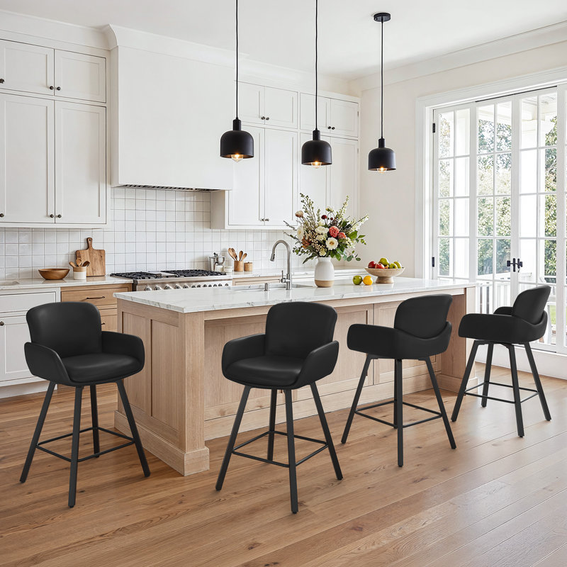 Nicola Urban Comfort Upholstered Island Chairs, 4, Black/Faux Leather