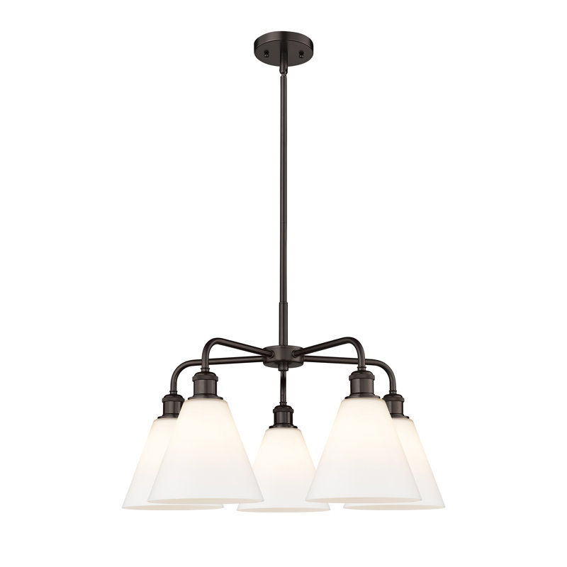 Lustre cône à 5 lumières Beva, Blanc mat, Bronze huilé