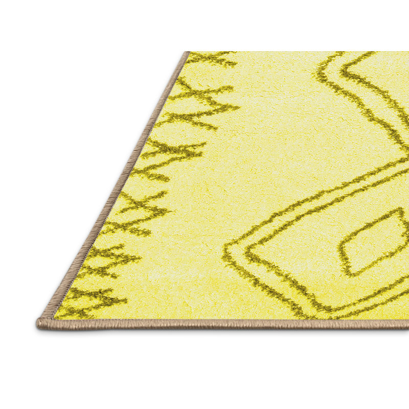 Tapis contemporains jaunes lavables à la machine 431, Rectangle 6 pi x 9 pi