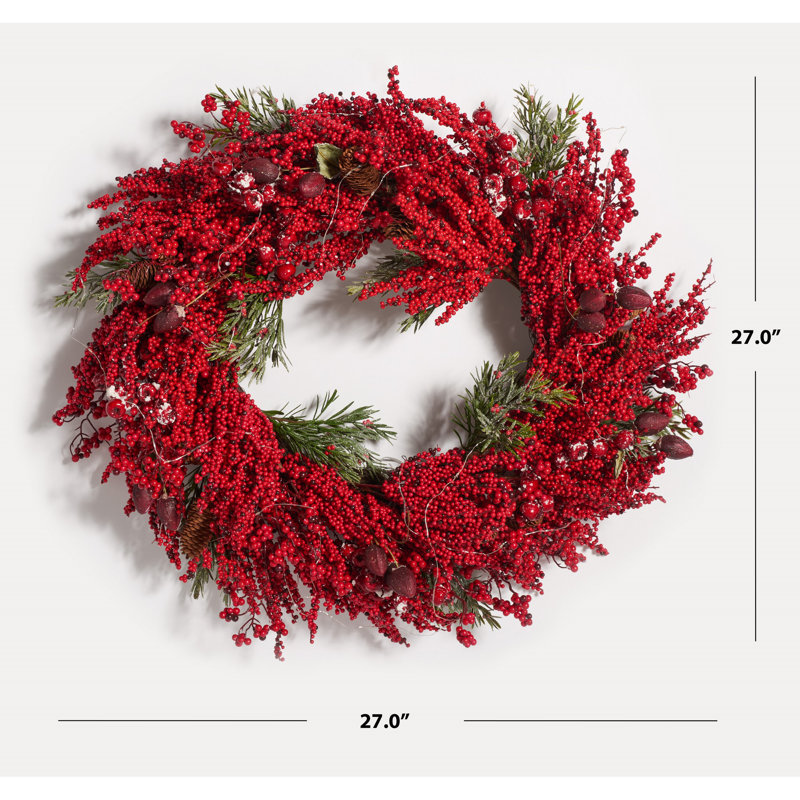 Faux Lighted 27'' Wreath