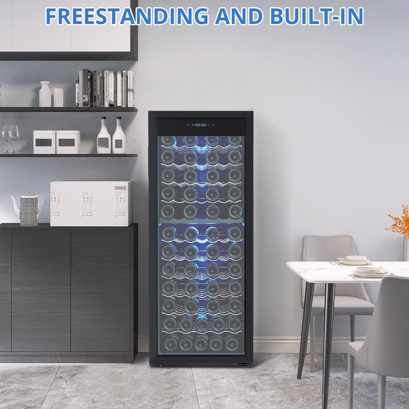 80 Bottle Dual Zone Wine Refrigerator with Digital Display & Adjustable Shelves