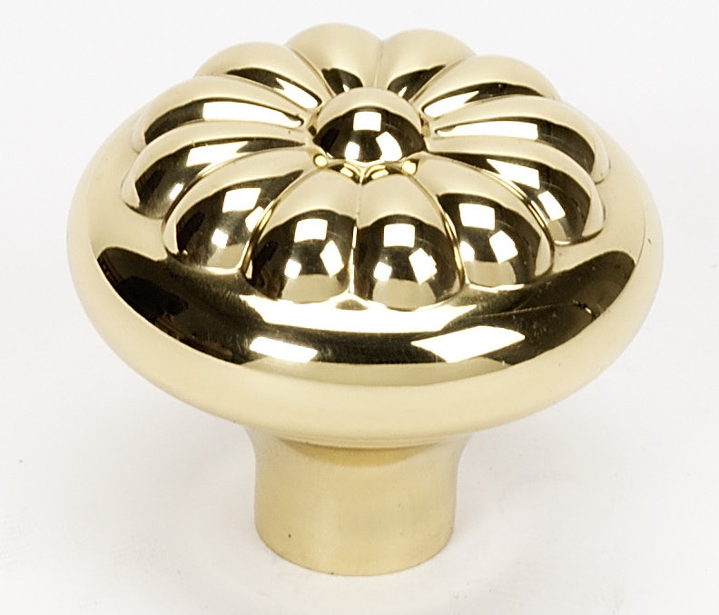 Bella Mushroom Knob, Polished Brass, 1.25" H x 1.5" W x 0.5" D