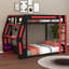 Lit superposé double avec bureau RVB surdimensionné monté sur le côté, lit superposé en bois avec ports de charge, cadre de jeu pour les adolescents-825949121