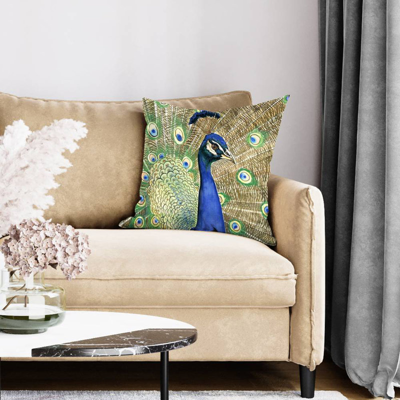 Peacock - 20"x20" Throw pillow - Poly twill - Print on demand, 20" H x 20" W, Polyeste/polyfill