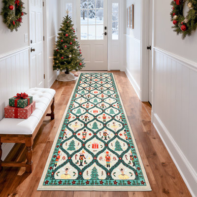 Tapis lavable à motif de casse-noisette de Noël avec envers antidérapant et tapis antidérapant doux, revêtement de sol léger pliable pour chambre de bébé, chambre à coucher