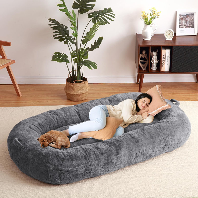 Ehlana Polyester Pet Bed, Dark Gray, 14" H x 36" W x 62" D