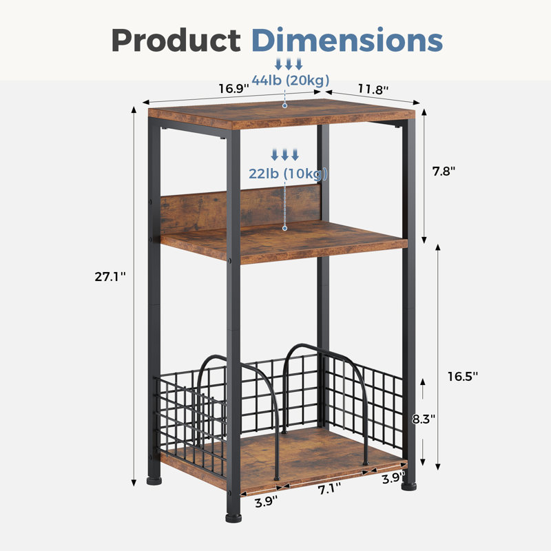 Armoire de rangement à 3 niveaux, Brun rustique
