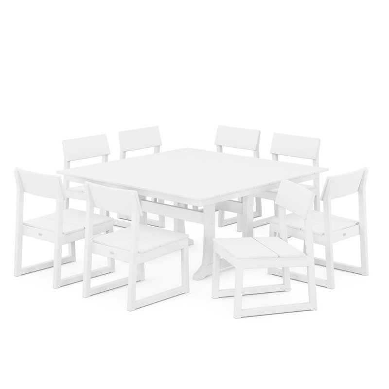 Ensemble de salle à manger rectangulaire pour 8 personnes 59,5 po Edge, Blanc