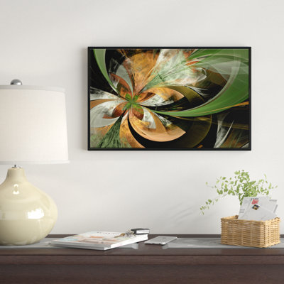 «Orange and Green Large Fractal Flower», reproduction d'impression sur toile tendue
