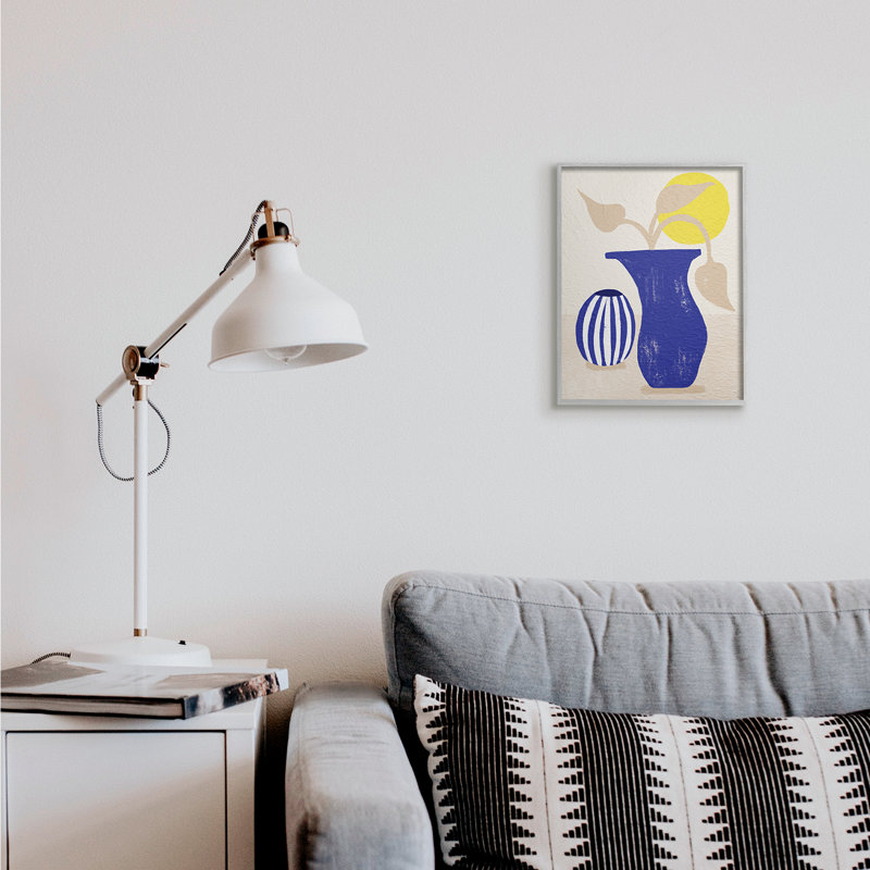 Vase plante bleue en terre cuite de l'Ouest jaune soleil, H 14 po x l 11 po, Estampe numérique Farmhouse