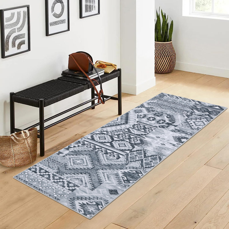 Machine Washable Area Rug Bohemian Rugs for Living Room Low Pile Non-Shedding Vintage Carpet for Bedroom Dining Home Office