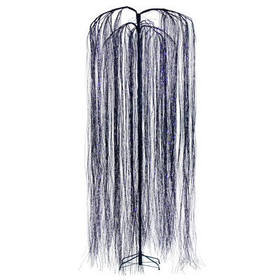  10' x 45" Black Willow Twig Artificial Pre-Lit Halloween Tree with 374 Purple and Orange LED Dot Lights.