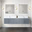 Meuble-lavabo double gris foncé l 80 po x P 22 po, comptoir en marbre de Carrare, ensemble de robinet et miroirs à DEL de 30 po