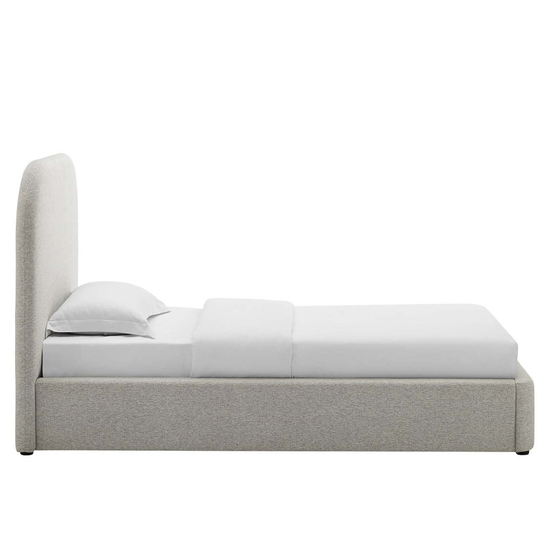 Lit plateforme tapissier Keyné, Simple, Tissage chiné gris clair