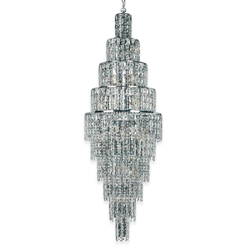 24 - Light Crystal Chandelier, Chrome, 160cm H x 60cm W x 60cm D