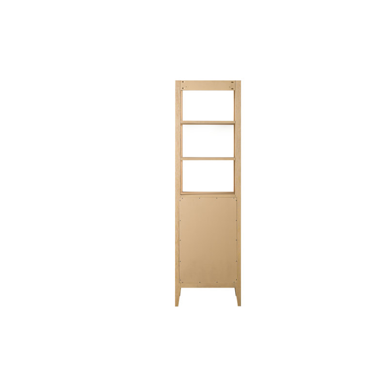 Chambery 72" Freestanding Linen Cabinet, Tall Bathroom Storage Tower with 3 Open Shelves, Brushed Nickel/Natural