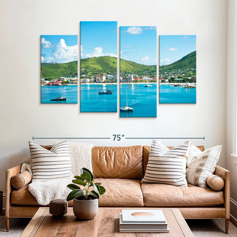 Scénique, paysage marin de Saint-Martin, H 42 po x l 68 po