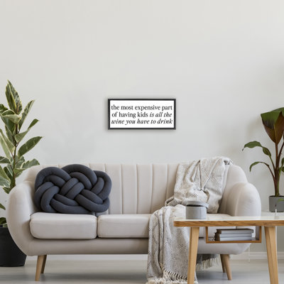 Cadre flottant pour enfants amusant avec humour et vin, design avec lettres et doublure