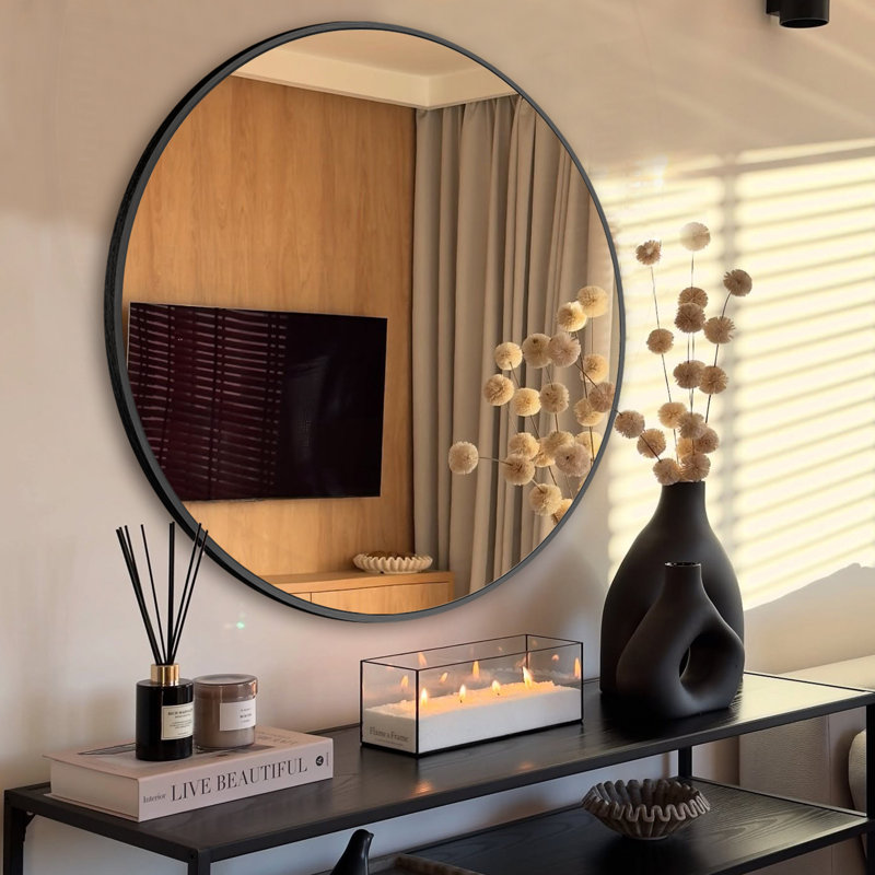 Miroir mural pour salle de bain / miroir de salle de bain, 36 po x 36 po, Noir