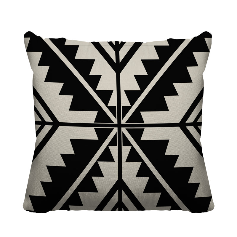 Coussin décoratif intérieur / extérieur Tala Southwestern, L 19 po x H 19 po, Noir