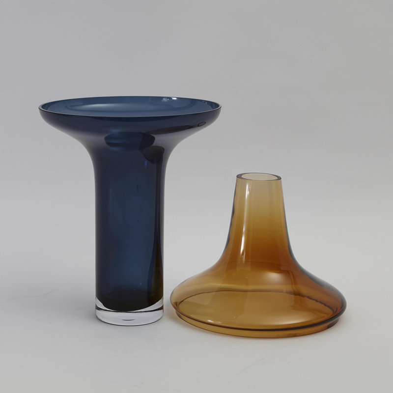 Tall Amber Over Cobalt Vase-Lg
