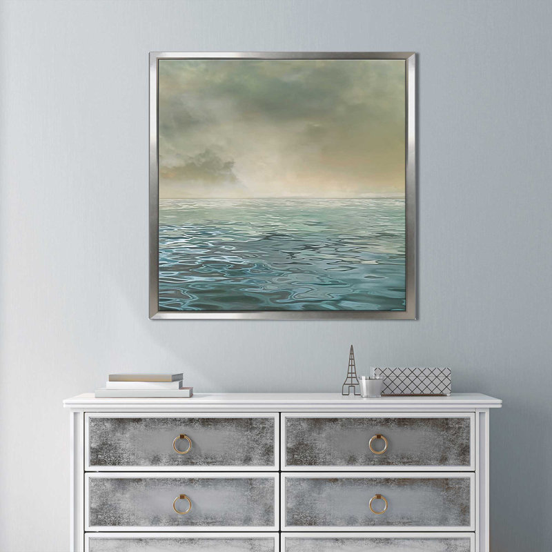 «Foggy Morning 2», reproduction, H 21,5 po x l 21,5 po x P 2 po, Cadre flottant argent