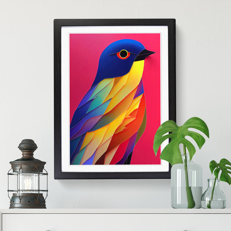 FRM-V0523-246X Bird In Colour Vol.3 - Single Picture Frame Print, 46cm H x 34cm W x 2cm D, Walnut Framed
