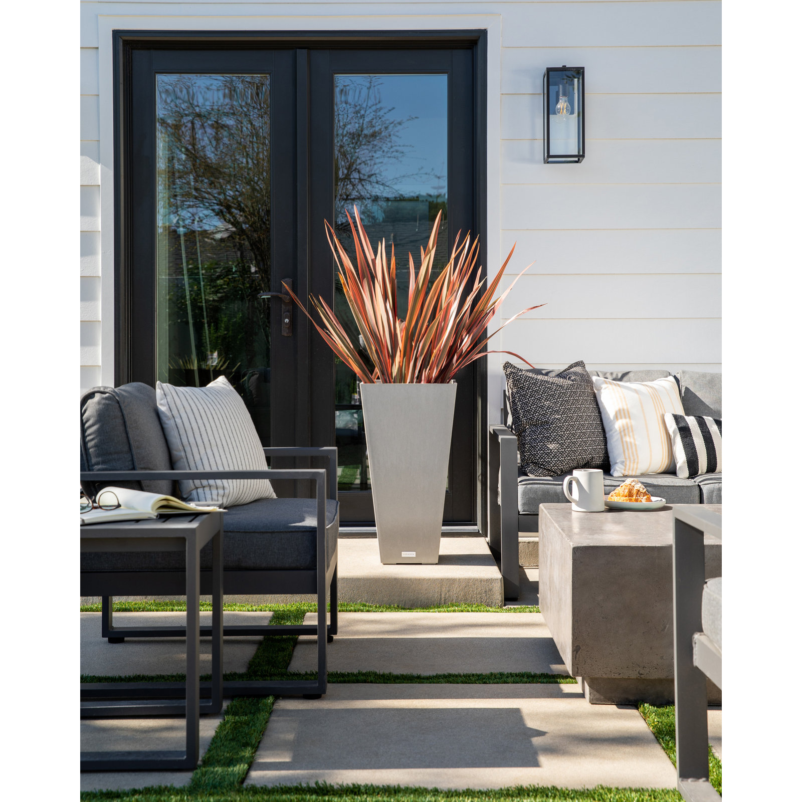 Pure Series Pot Planter, Charcoal Gray, 24.25" H x 13.5" W x 13.5" D, Set of 1