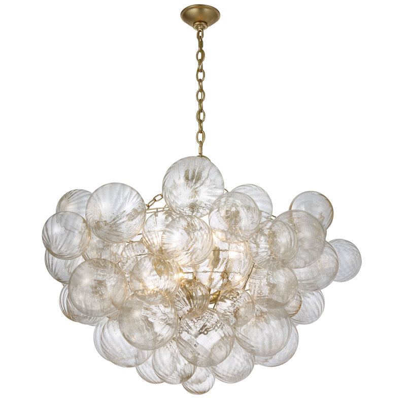 Julie Neill Talia Large Chandelier in Gild with Gold Fleck Glass