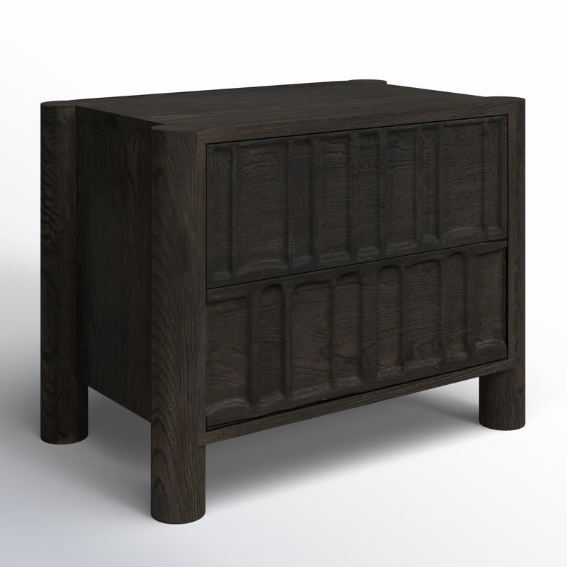 Ezri Nightstand-Cocoa Oak, Black