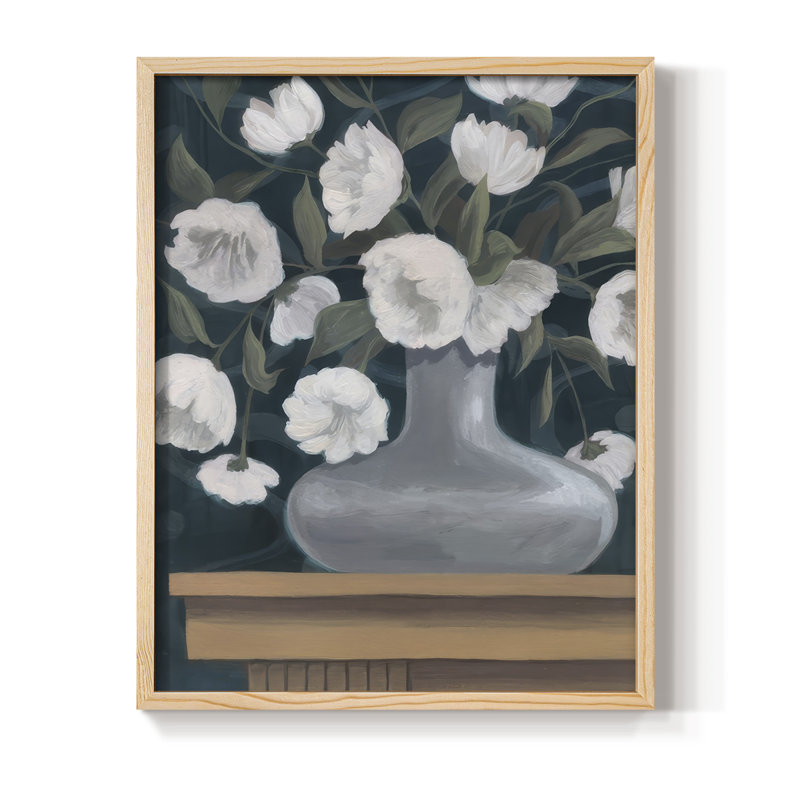 «Snowball Posies II», reproduction encadrée - bois massif, Naturel, H 11 po x l 9 po
