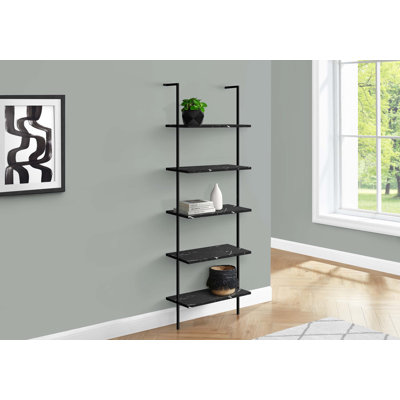 Bibliothèque, bibliothèque, étagère, échelle, 5 niveaux, H 72 po, bureau, chambre à coucher, métal, stratifié