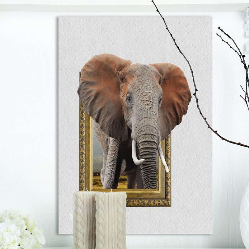 « éléphant in, cadre en bois », reproduction d’impression sur toile tendue, H 20 po x l 12 po x P 1po