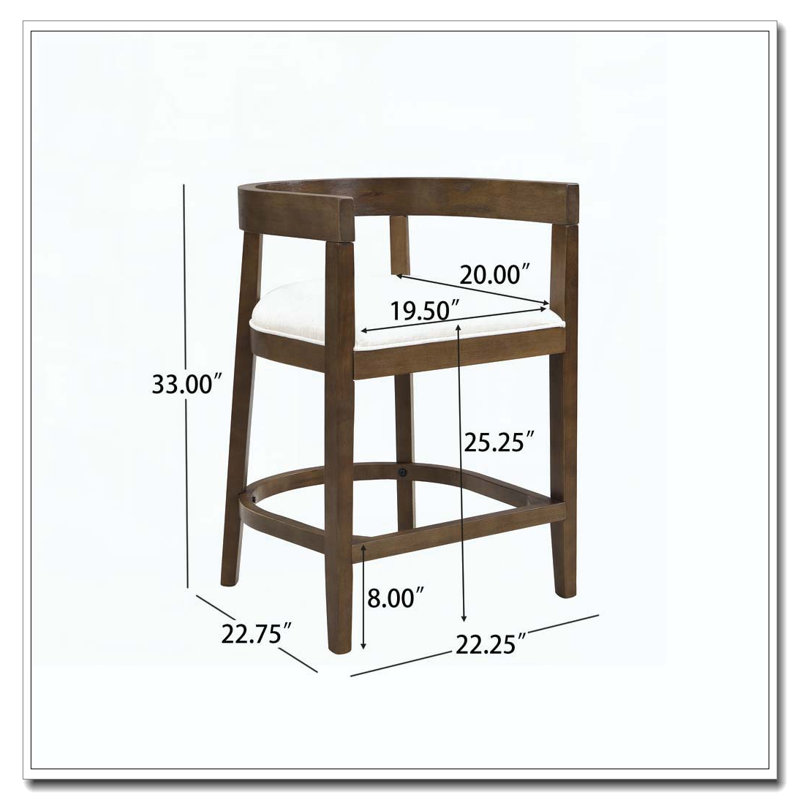 Tabouret de comptoir en bois d'hévéa, Noyer