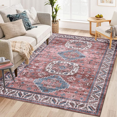 Rectangle Abstract Washable Area Rug